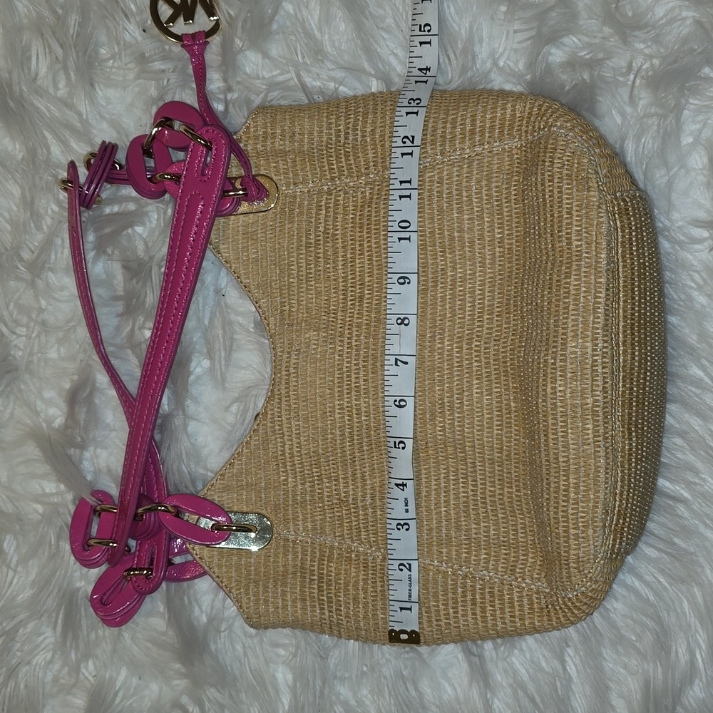 Michael Kors Pink and Tan Woven Shoulder Bag with Braided Straps - Picture 8 of 11